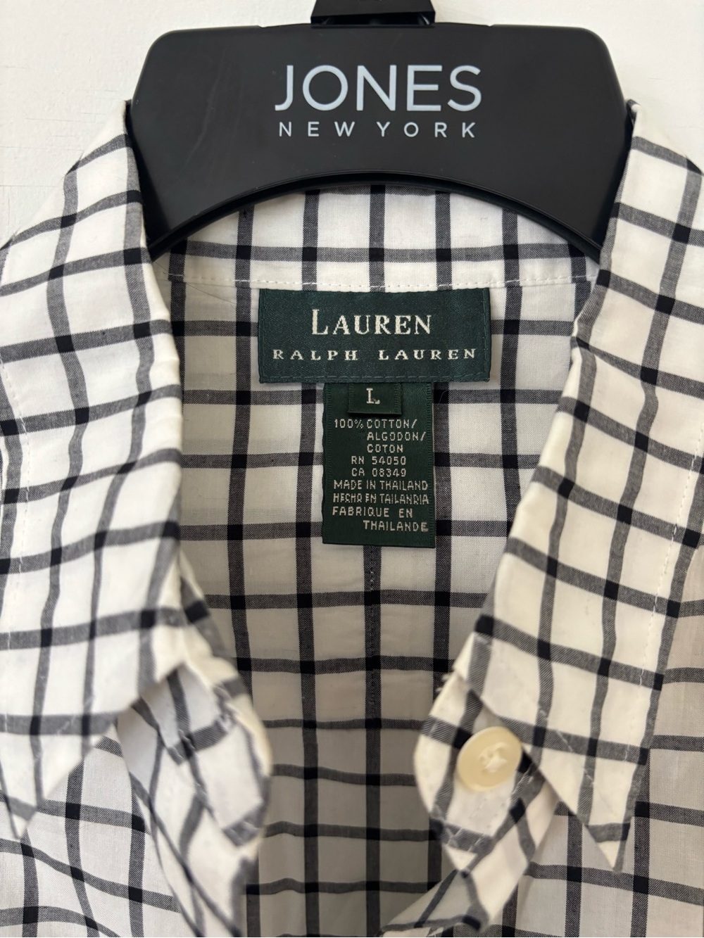 Lauren Ralph Lauren Navy & White Gingham Button-Down Shirt - Picture 3 of 5
